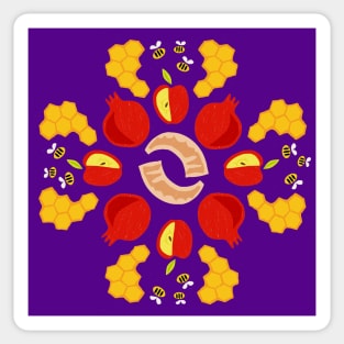 Rosh Hashanah Roundel in Purple Sticker